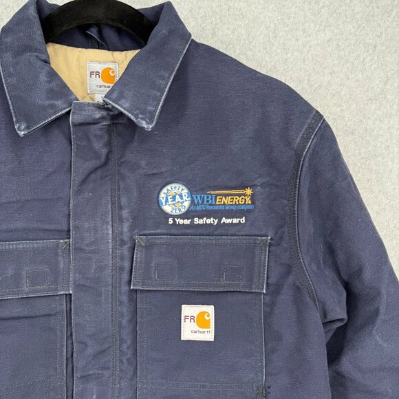 Carhartt Flame Resistant Duck Traditional Coat Size L Navy Quilt Lined 3 Warmest - Picture 2 of 16